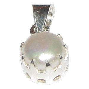 Aadhyathmik Natural 100% Original Pearl Moti Pendant in Silver Muthyam Muthu 2Grams – S964128
