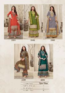 Kala Plazo Karachi Style Printed Cotton Dress Material