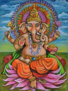 15 Inch A4 Paper Ganesha Colored Painting