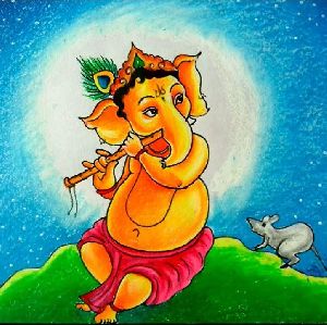 18 Inch A4 Paper Ganesha Colored Painting