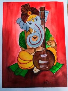 24 Inch A4 Paper Ganesha Colored Painting