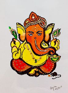 6 Inch A4 Paper Ganesha Colored Painting