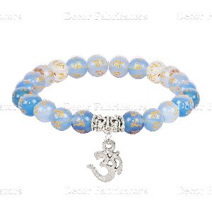 Blue Onyx Elastic Stone Bracelet with Charm