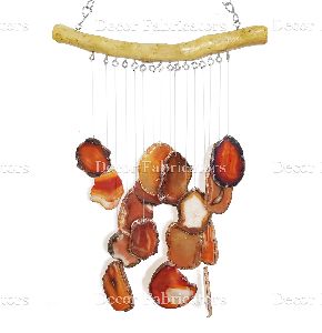 Brown Agate Stone Wind Chime with Wooden On the Top