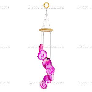 Pink Agate Stone Plate Wind Chime