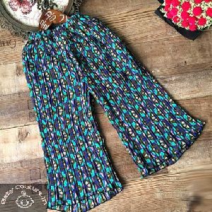 Blue Pleated Floral Palazzo Pants