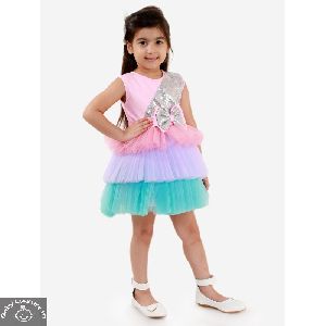 Tricolor Glittery Party Dress