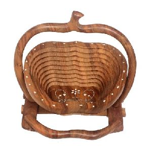 Wooden Apple Shaped Folding Basket