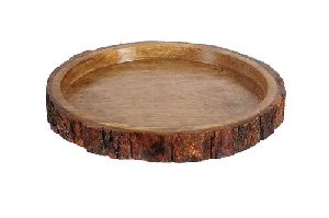 wooden round serving tray