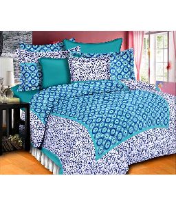 Jaipuri geometric Print Cotton 2 Pillow Covers Double Bed Sheet