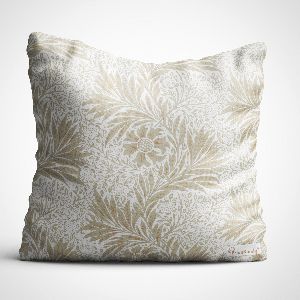 OFF WHITE GOLD FLORAL PRINT DIGITAL PRINT CUSHION COVER WITH FILLER