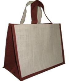 JUTE BAG WITH DYED GUSSET AND HANDLE .