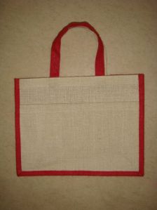 JUTE BAG WITH POCKET AND DYED GUSSET AND HANDLE