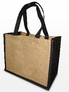 JUTE SHOPPING BAG WITH DYED HANDLE AND GUSSET