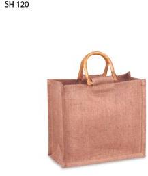 ONE COLOUR DYED JUTE BAG WITH CANE HANDLE