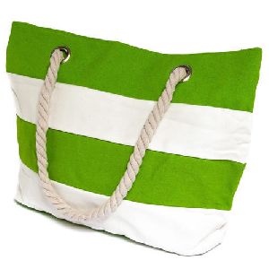 PRINTED COTTON BEACH BAG WITH ROPE HANDLE