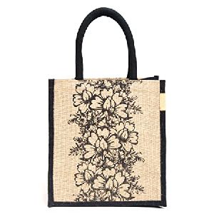 PRINTED COTTON SHOPPING BAG WITH DYED GUSSET AND HANDLE
