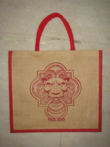 PRINTED JUTE BAG WITH DYED GUSSET AND HANDLE