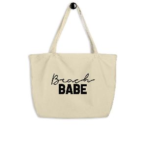 PRINTED NATURAL COTTON BEACH BAG