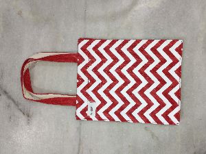 RED AND WHITE PRINTED COTTON BAG