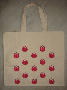 RED PRINTED COTTON BAG   .