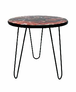 Red Marble Effect End Tables