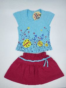 Zeoo Kids Printed Skirt Top Set
