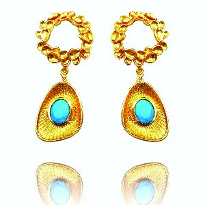 Brass Earrings With Stone