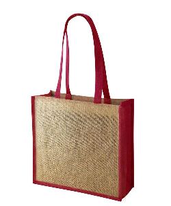 JUTE NATURAL BAG WITH DYED GUSSET AND HANDLE