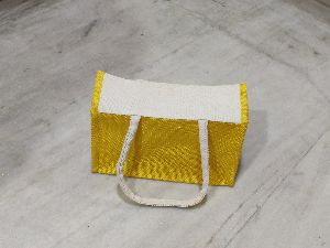 YELLOW JUTE BAG WITH ROPE HANDLE