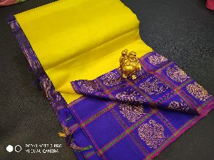 silk cotton contrast pallu saree