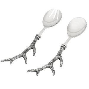 Stainless Steel Antler Salad Serving Spoon and Fork Set