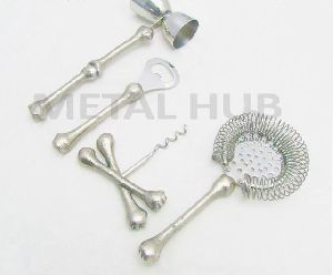 Stainless Steel Bar Tool Set with Casted Bone Handle