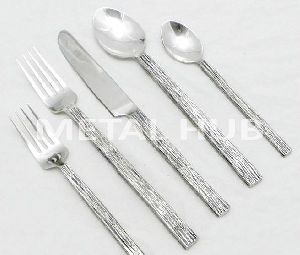 Stainless Steel Flatware Set with Rough Textured Handle