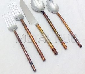 Stainless Steel Flatware Set with Rustic Copper Finish
