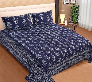 Cotton Rajasthani Indian Indigo Bedsheet King Size