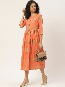 Floral Cotton Flared Dress