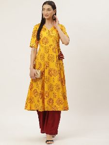 Printed Anarkali Angrakha Kurta