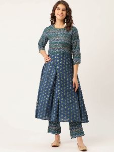 Printed Anarkali Suit Set