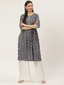 Printed Cotton A-Line Kurta