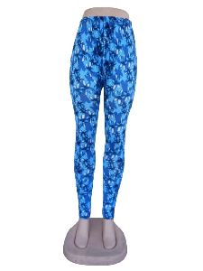 Blue floral printed leggings