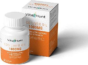 VitaHunt Cod Liver Oil Capsules 1000 Mg with EPA, DHA, Vitamin A, Vitamin D3 60 Softgels