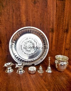 silver plated  pooja set