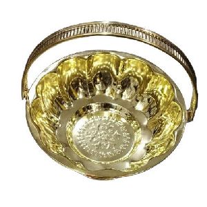 Golden Brass Flower Basket
