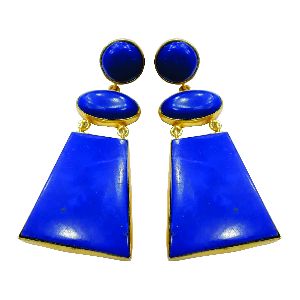 Blue Brass Earring