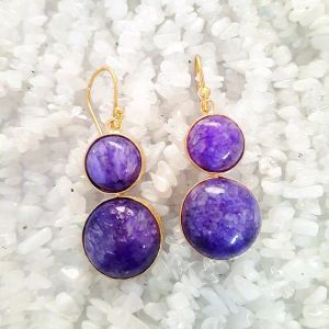 Hook Earring with Dyed Quartz Stone