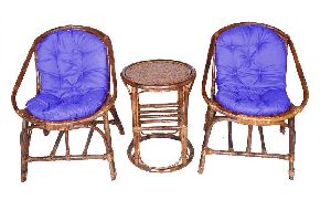 Set of 2 Bamboo Chairs with Table