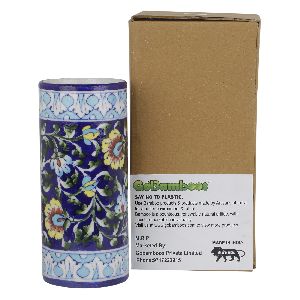 GABP3 Blue Art Pottery Flower Vase