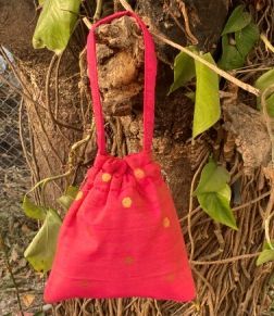 Pink Silk Potli Handbag
