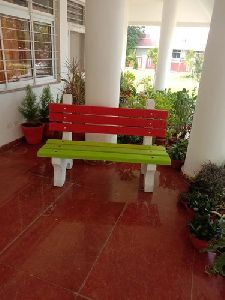 Red & Green Cement Garden Bench